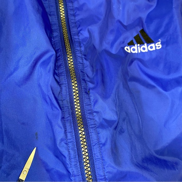 VTG Adidas Windbreaker Jacket Kids Boys Large Trefoil Blue 90s School Pockets - Picture 4 of 12